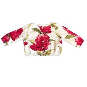 Baby Gap Soft Knit Cardigan with Red Flowers